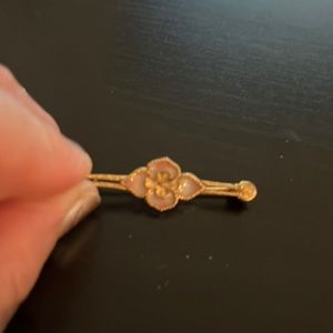 Enamel Pink & Gold Flower Brooch